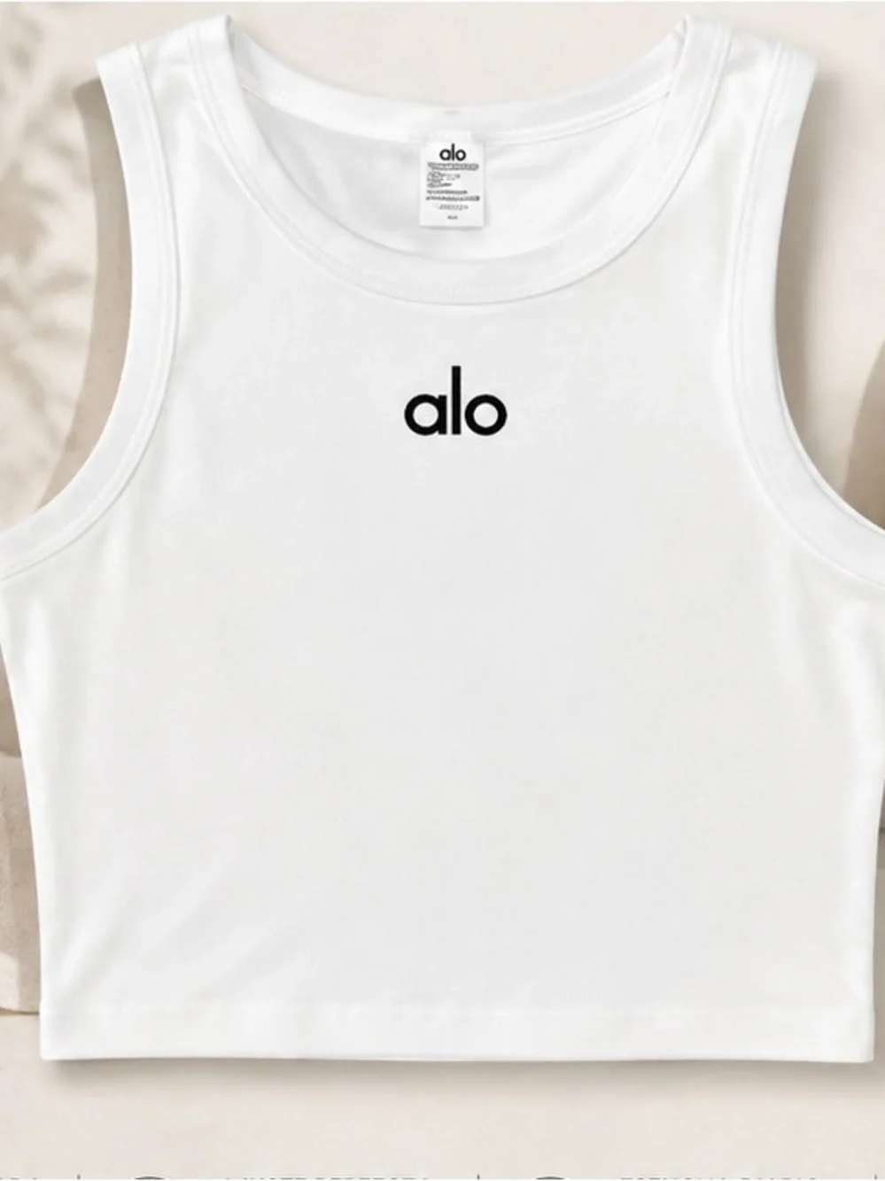 ALO Yoga Kids White Tank with Black Logo